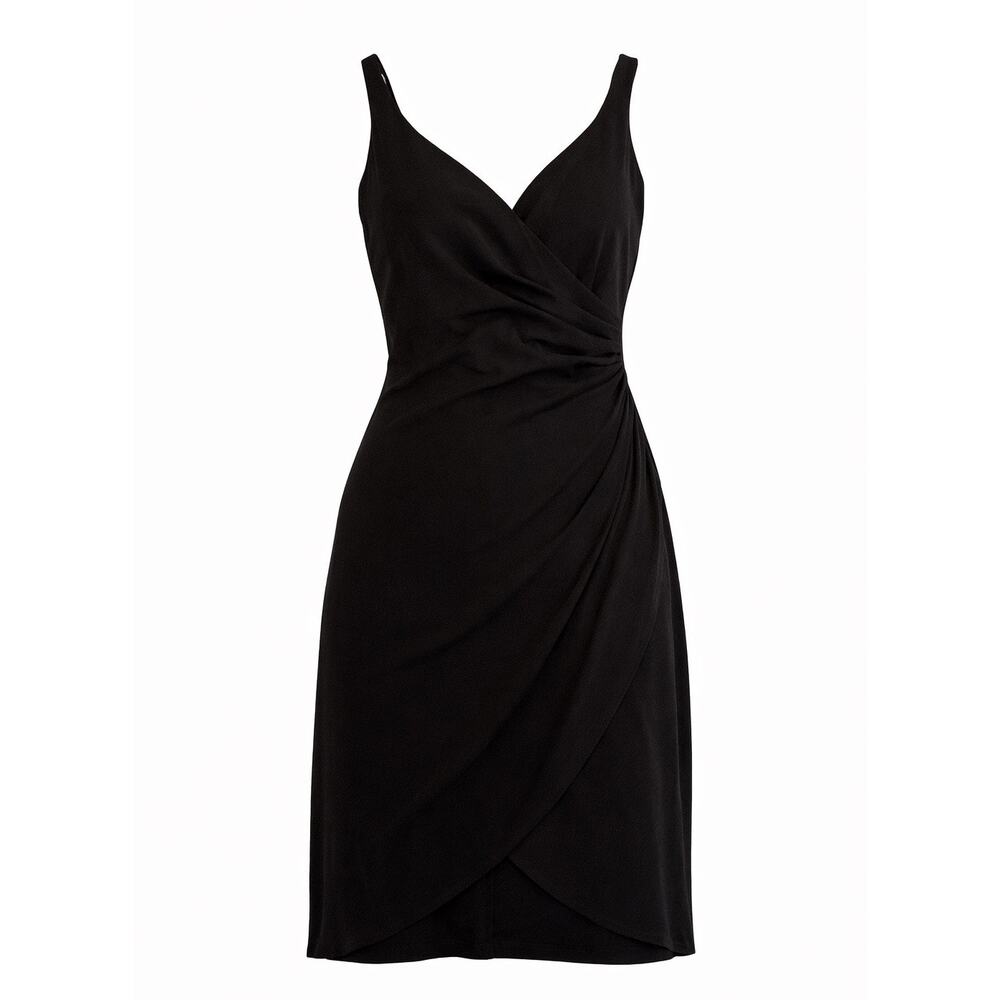 Andrea Polizzi Rex Lester Black Ruched Cocktail Dress Size 10 Formal